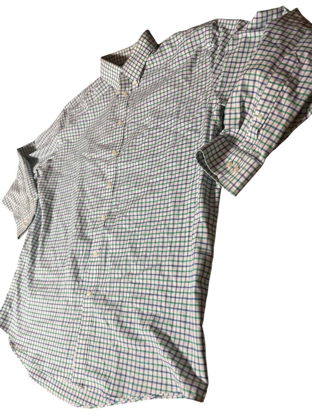 Stafford Tailored Culture Regular Fit Oxford Shirt size 18 34-35 Green Grid plai - Picture 2 of 15